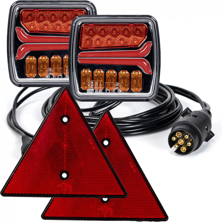 Ліхтарі на причіп задні світлодіодні KAMAR L1868 LED із кабелем 5 м, вилкою 7 PIN та відбивачами, фото 1