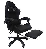 Крісло комп'ютерне геймерське з підставкою для ніг Bonro B-945 чорне екошкіра для офісу будинку школяра підлітка, фото 5