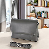 Маленька жіноча сумка клатч крос боді через плече з екошкіри графіт сумочка на два відділення