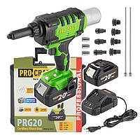 Акумуляторний заклепувальний пістолет Procraft PRG20 безщітковий (2 АКБ та ЗП) в кейсі