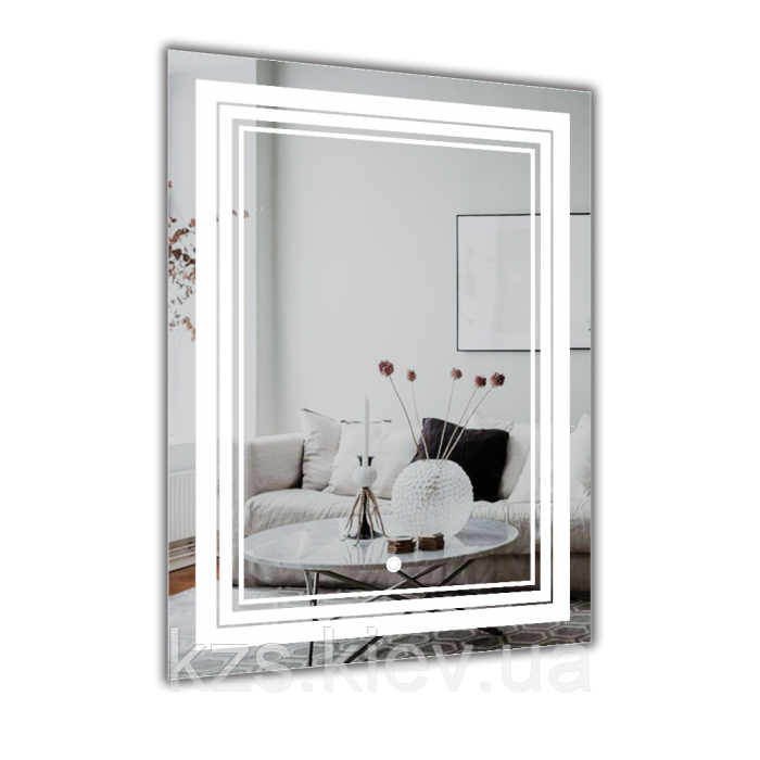 Дзеркало з LED підсвічуванням і сенсорним вимикачем 800 х 600 мм, фото 1