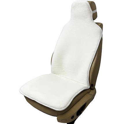 Хутряний універсальний чохол - накидка на переднє сидіння авто з овчини (Еко-хутро) білаа, фото 1