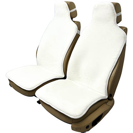 Хутряні універсальні чохли - накидки на передні сидіння авто з овчини (Еко-хутро) білі, фото 1