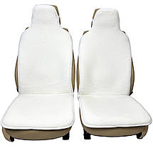 Хутряні універсальні чохли - накидки на передні сидіння авто з овчини (Еко-хутро) білі, фото 3