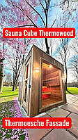 Modulare Sauna Thermowood CUBE 2,3x2,3m aus Thermo-Esche – die Premium-Lösung für Ihre Erholung. Photo, video