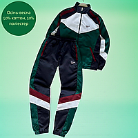 Спортивний костюм чоловічий на блискавці Reebok рібок без капюшона зелений зі вставками для хлопця