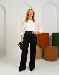 Штани жіночні "Аміна" чорного кольору з високою посадкою розміри від 46 до 54