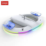 Вертикальна підставка IPEGA для PS5 Slim/Pro, багатофункціональна док-станція з RGB підсвічуванням White