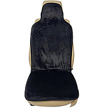 Хутряний універсальний чохол - накидка на переднє сидіння авто з овчини (Еко-хутро) чорна, фото 3