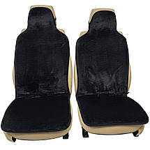 Хутряні універсальні чохли - накидки на передні сидіння авто з овчини (Еко-хутро) чорні, фото 3