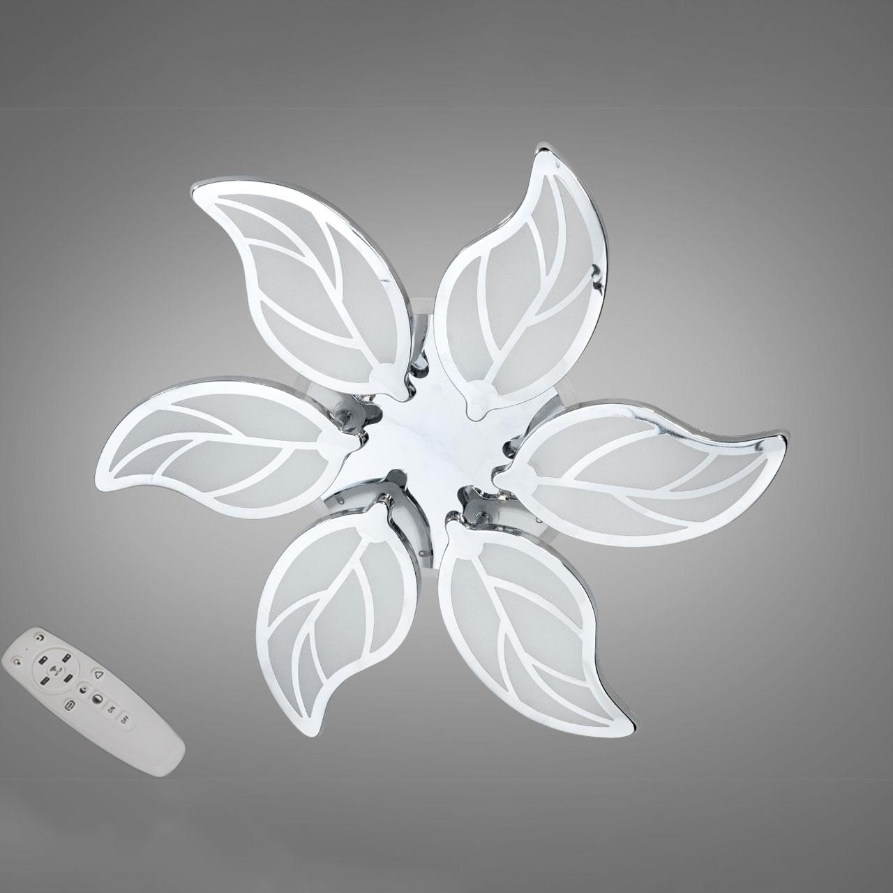 Світлодіодна люстра 105 Вт з пультом управління діммером і підсвічуванням колір каркасу золотий D-9139/6G LED 3color dimmer, фото 1