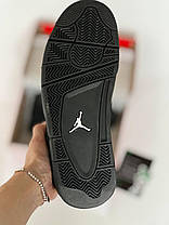 Зимові Жіночі кросівки Nike Air Jordan 4 Retro Black Cat Winter Найк Джордан Блек Кет чорні з хутром Нубук унісекс, фото 5
