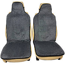 Хутряні універсальні чохли - накидки на передні сидіння авто з овчини (Еко-хутро) сірі, фото 3