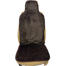 Хутряний універсальний чохол - накидка на переднє сидіння авто з овчини (Еко-хутро) коричнева, фото 3