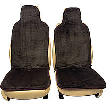 Хутряні універсальні чохли - накидки на передні сидіння авто з овчини (Еко-хутро) коричневі, фото 3