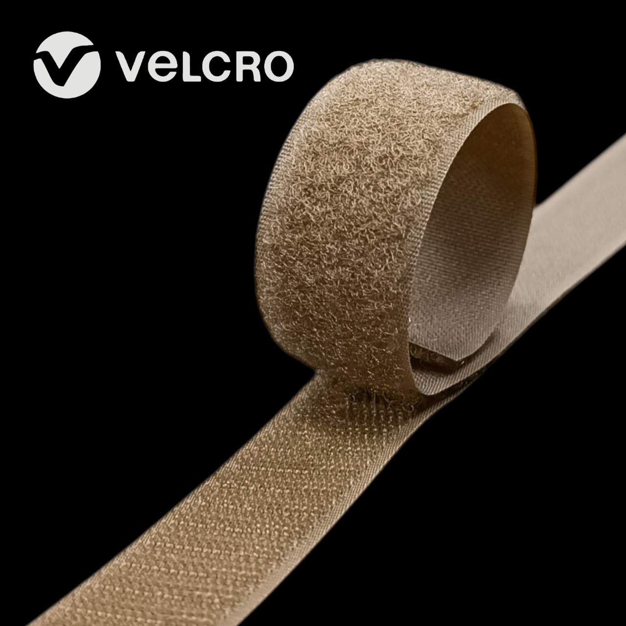 Липучка контактна Velcro 25 мм колір койот Coyote (367) стрічка-гачки та стрічка-петлі комплект loop/hook, фото 1