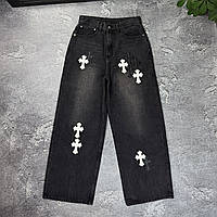 Джинси Chrome Hearts з фірмовими нашивками штаны джинсы Хром Хартс