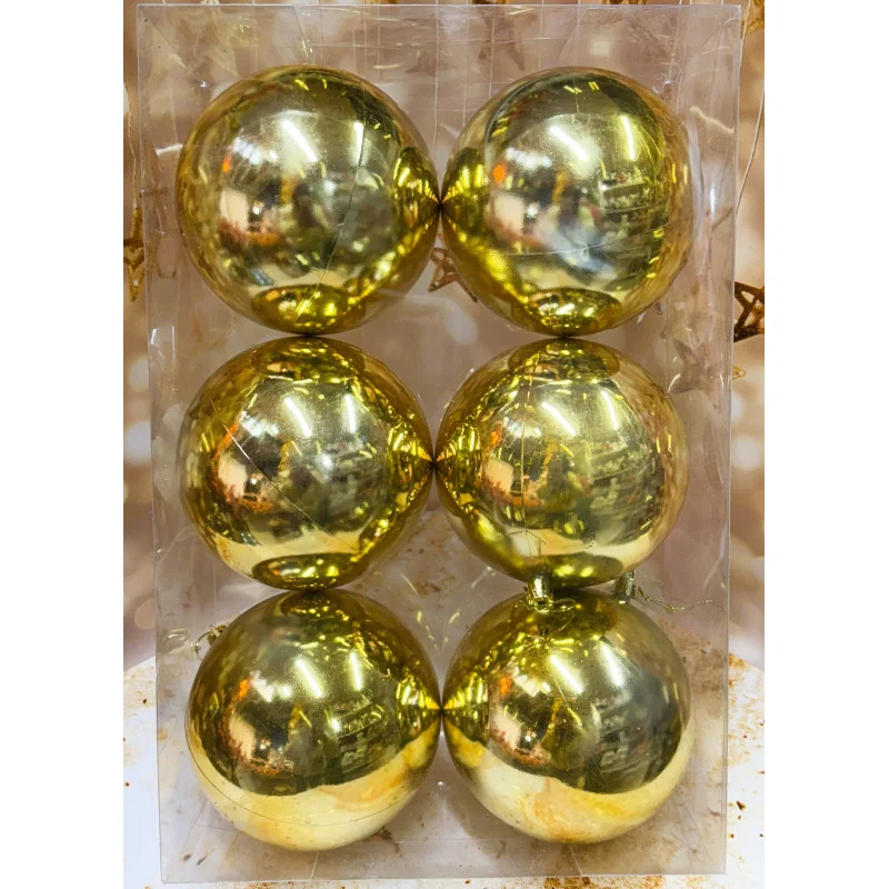 Набір ялинкових іграшок  пластикових круглих 6 шт 12 см Золотий