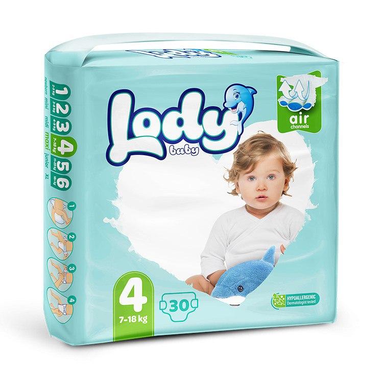 Підгузки дитячі дихаючі LODY AIR MAXI р.4 (7-18 кг) 30 шт/уп., фото 1