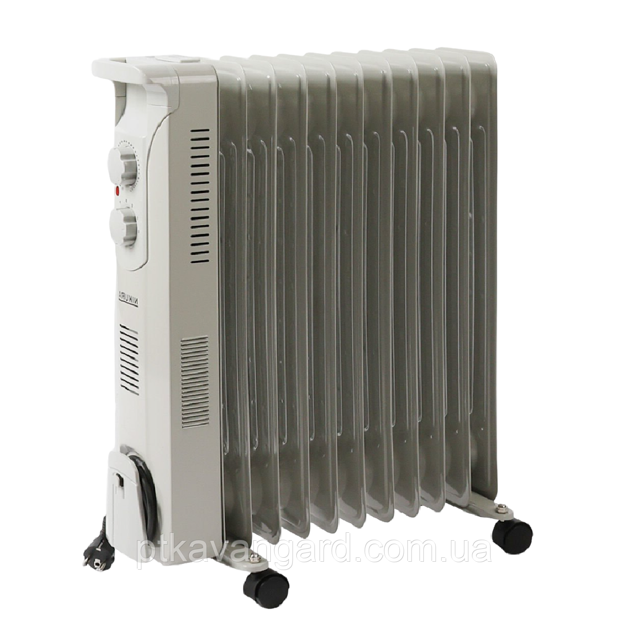 Масляний обігрівач з вентилятором 2500 Вт Nikura 11 секцій на колесах 62897 бежевий, фото 1