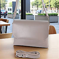 Маленька жіноча сумка клатч крос боді через плече з екошкіри темно бежева сумочка на два відділення