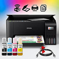 Epson БФП СБПЧ EcoTank L3270 з WiFi струменевий принтер сканер ксерокс 3 в 1 кольоровий для дому