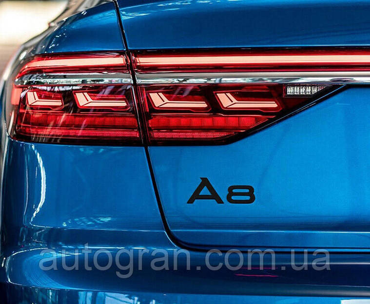 Емблема напис багажника Audi А8 чорна, фото 1