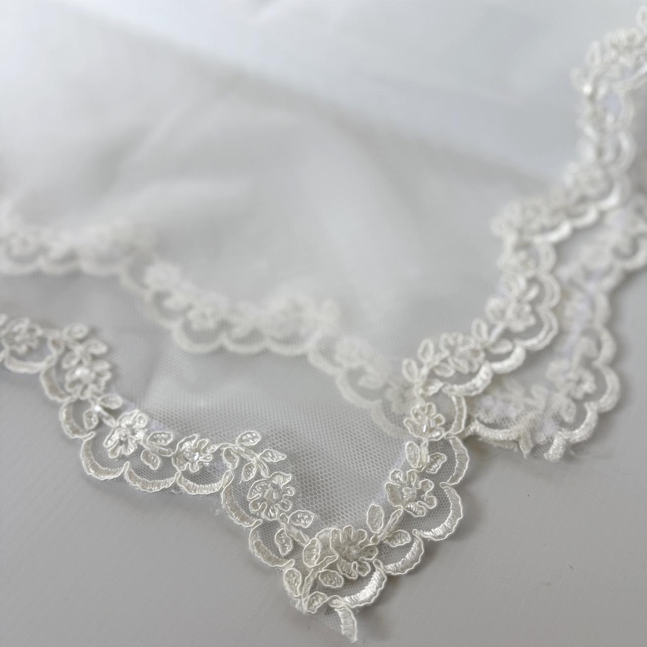 Весільна хустка "Перлинне мереживо", тканина фатин + мереживо, фото 1