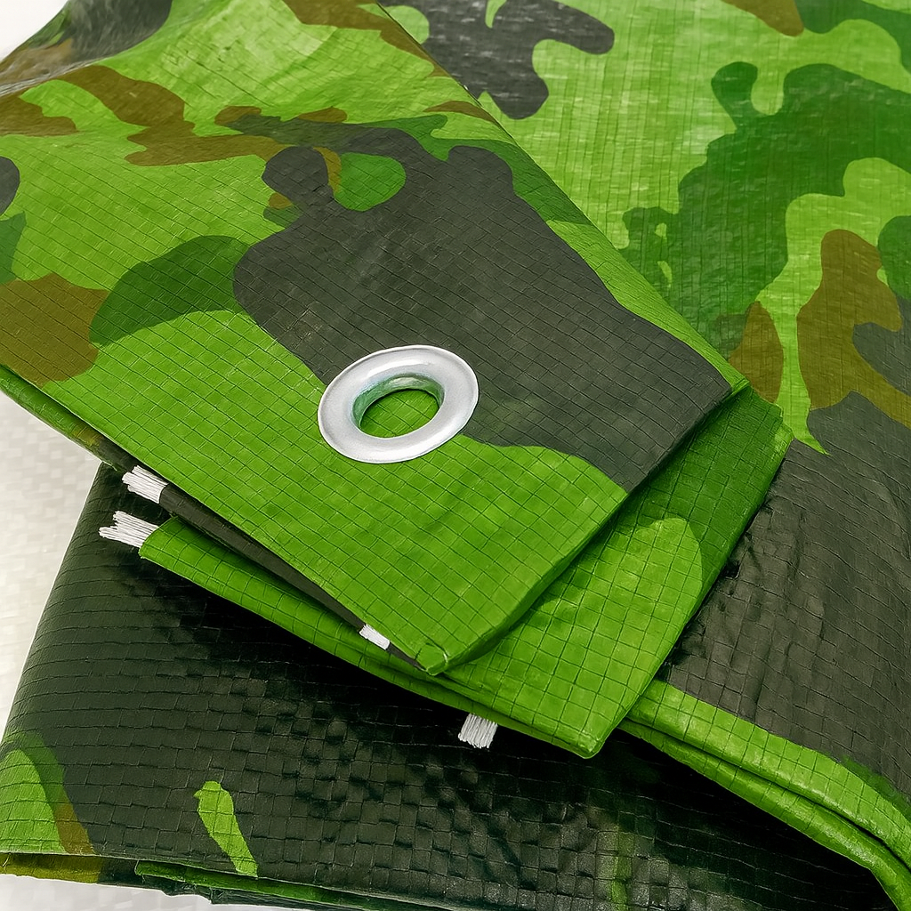 Тент "Хакі" 90g/m2 5х8м. Ламінований із кільцями, проти дощу та снігу. Зелений камуфляж., фото 1