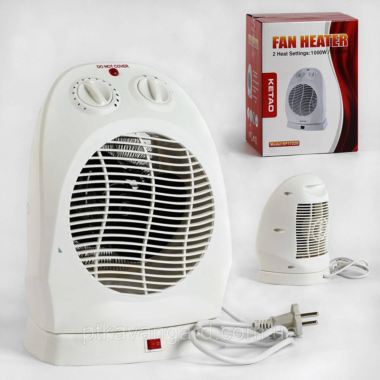 Тепловентилятор дуйка 2000 Вт KETAO C 54635 з поворотом 2 режими роботи, білий, фото 1