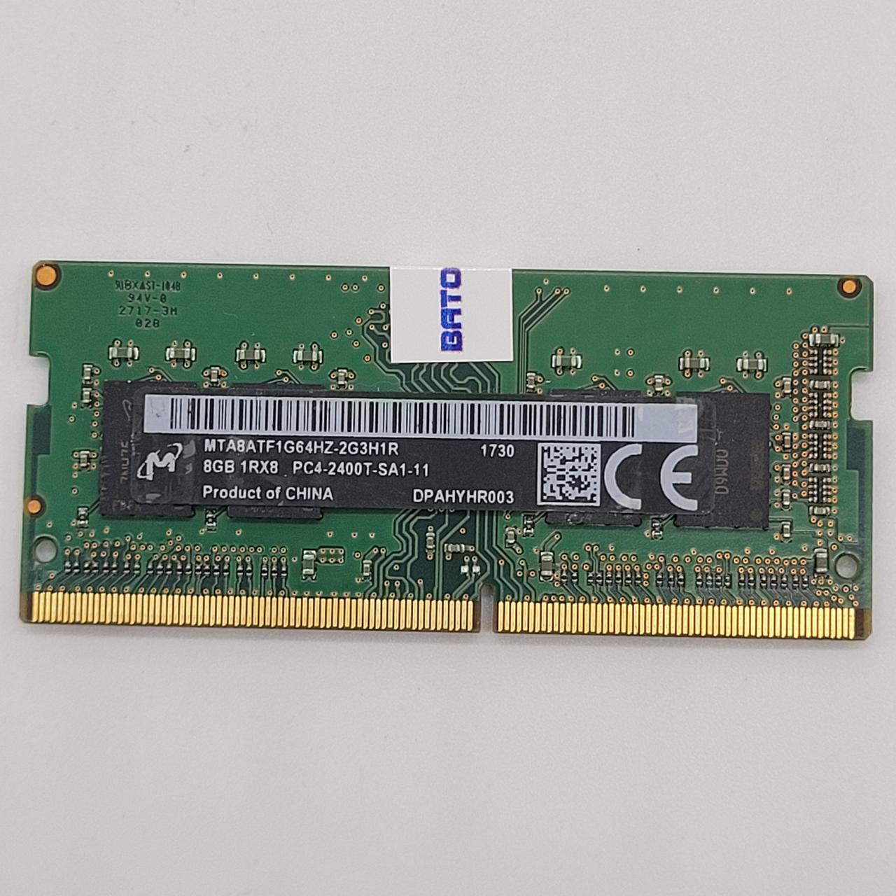 Оперативна пам'ять для ноутбука Micron SODIMM DDR4 8Gb 2400MHz PC4-19200s 1Rx8 CL17 (MTA8ATF1G64HZ-2G3H1R) Б/В