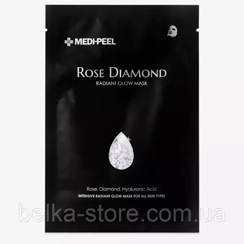 Тканинна маска Medi Medi-Peel Rose Diamond Radiant Glow Mask з алмазною пудрою, 25 мл, фото 1
