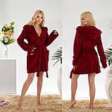Домашній м'який жіночий махровий короткий халат з капюшоном (р.42-46). Арт-4829/4, фото 4