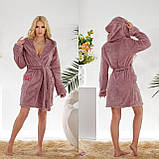 Домашній м'який жіночий махровий короткий халат з капюшоном (р.42-46). Арт-4829/4, фото 8