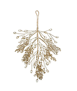 Декоративна підвіска з хвої та акрилових крапель 25см Білий зі золотим гліттером