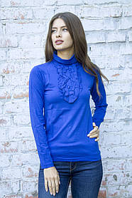 Водолазка з жабо синя (електрик)