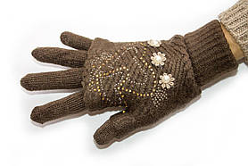 В'язані рукавички Коричневі