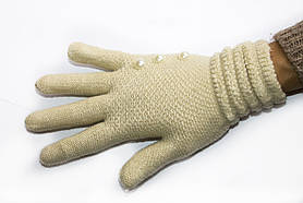 В'язані рукавички з жемчуженками Бежевий