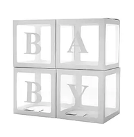 Набір прозорих коробок "Baby" білого кольору 30х30х30 см (4шт.) в уп.