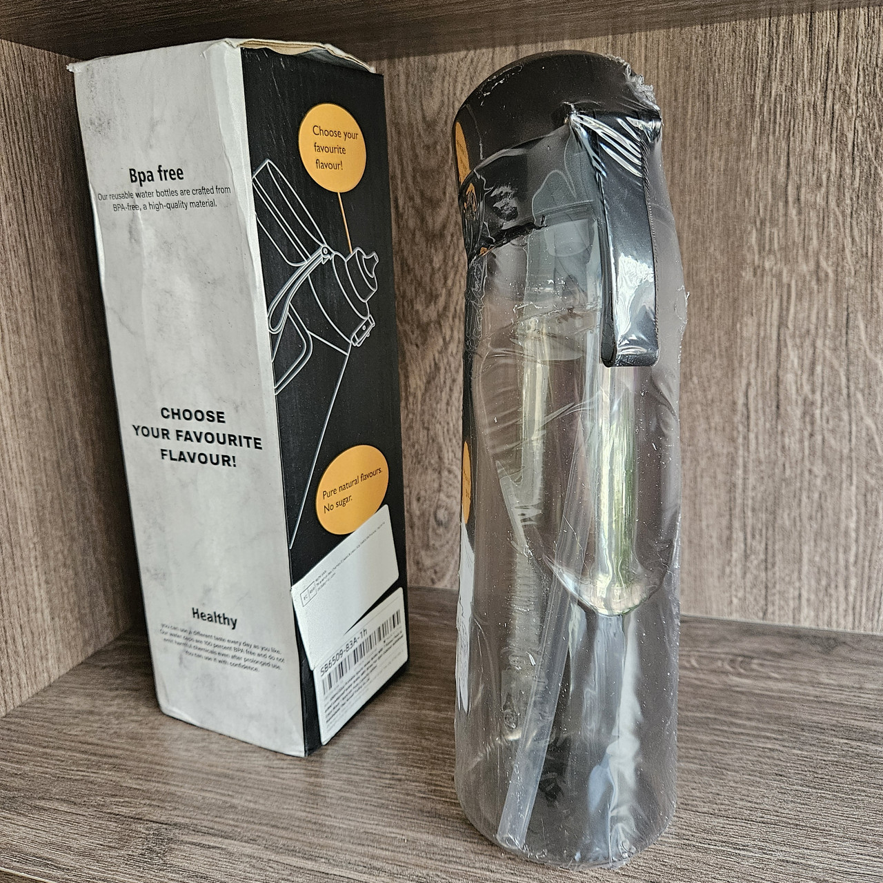 Пляшка для води спортивна пластикова без ароматизаторів в комплекті 650 мл Чорна, фото 1