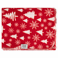 Плед Новогодний красный Ardesto Christmas Fleece 130x160см, 100% полиэстер, заснеженные елки
