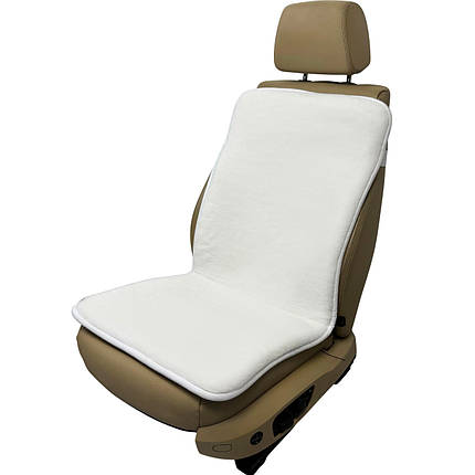 Хутряна універсальна накидка - чохол на переднє сидіння авто з овчини (Еко-хутро) білий, фото 1