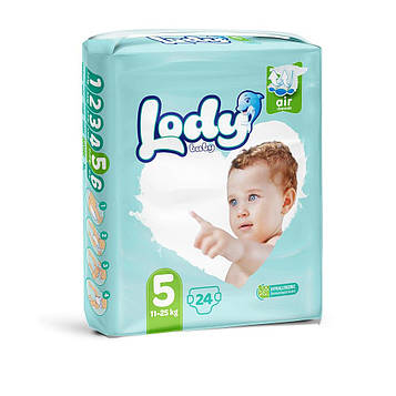 Підгузки дитячі дихаючі LODY AIR JUNIOR р.5 (11-25 кг) 24 шт/уп.