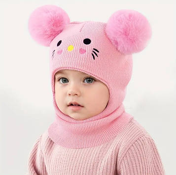 Дитяча шапка шолом для дівчинки рожева