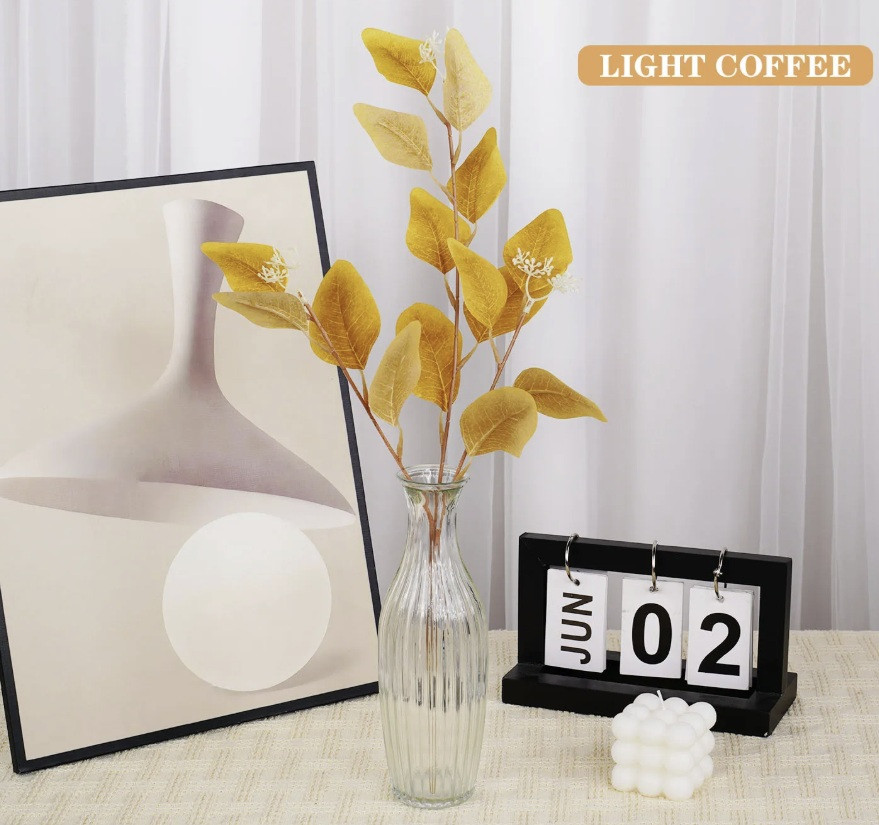 Штучне листя евкаліпта колір світлої кави 48 см