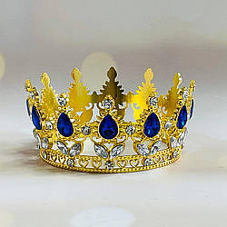Корона на торт Золота із синім камінням