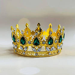 Корона на торт Золота зі смарагдовим камінням