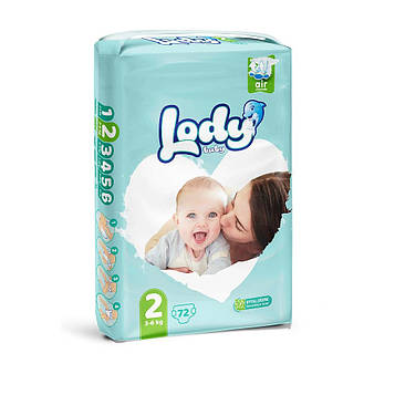 Підгузки дитячі дихаючі LODY AIR JUMBO MINI р.2 (3-6 кг) 72 шт/уп.