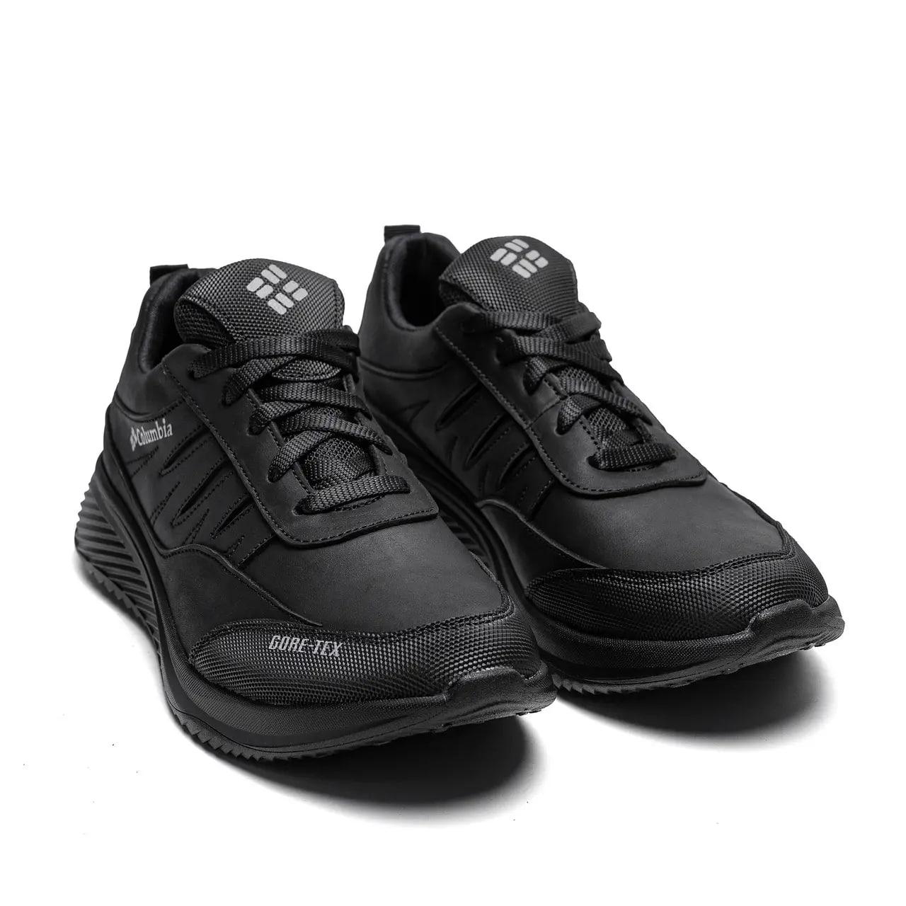 Чоловічі шкіряні кросівки чорні — весна/осінь, фото 1