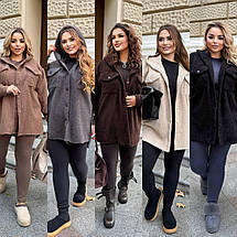 Стильна тепла сорочка з капюшоном на ґудзиках з баранчику на флісі ( верхній одяг ) Розміри: 50-52, 54-56, 58-60, фото 2